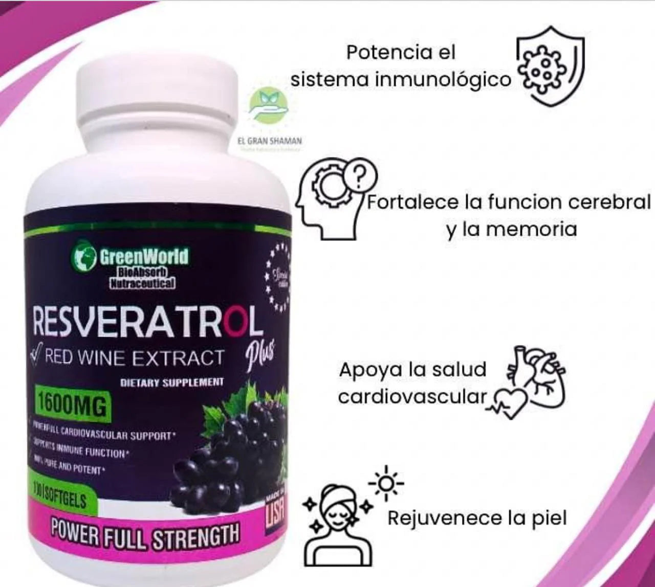 RESVERATROL - Protección Celular Avanzada - Antinflamatorio - Rejuvenecimiento Total