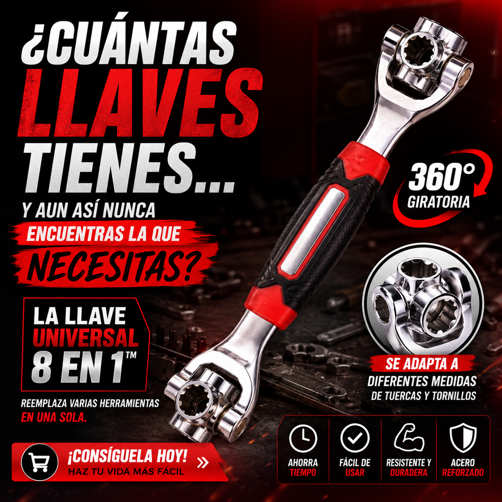 LLAVE UNIVERSAL 8 EN 1 - AHORRA DINERO Y ESPACIO